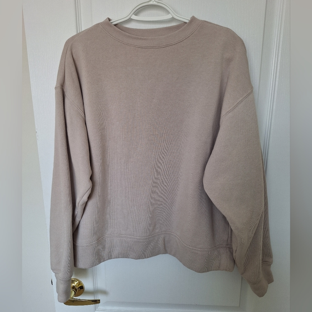 Never Worn Ardene Collective Organic Cotton Beige Crew Neck Sweatshirt Oversized